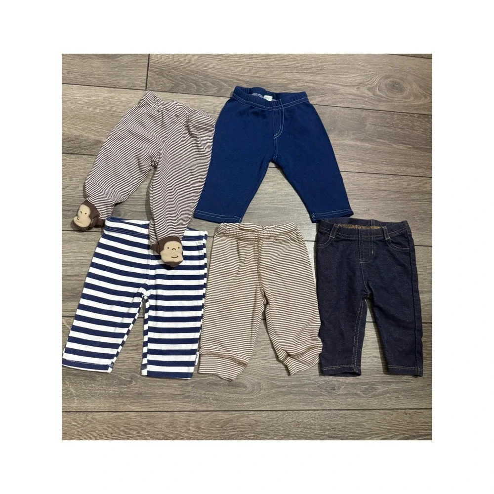 Baby Pants Bundle 0-3M Disney Baby Carters Garanimals Leggings Striped 5pk